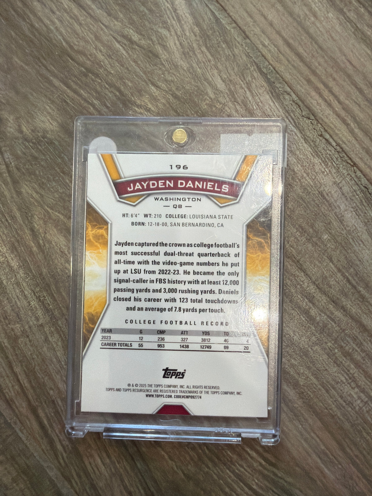 #198 Jayden Daniels football card