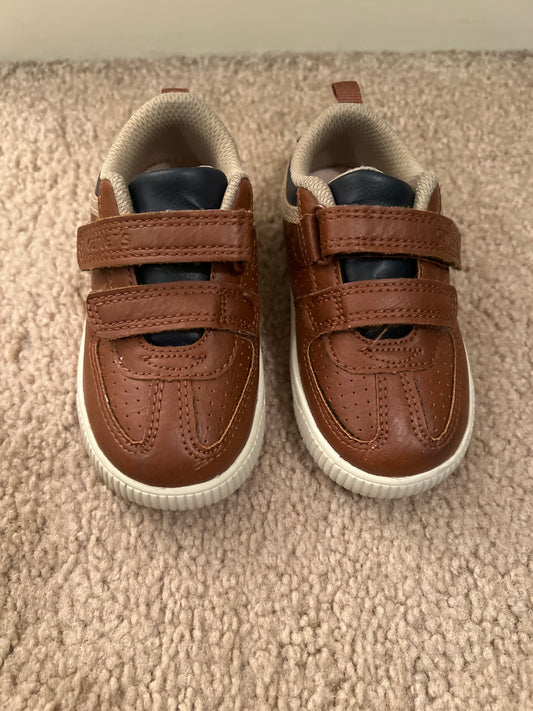 Boys Carters brown Velcro shoes, size 7