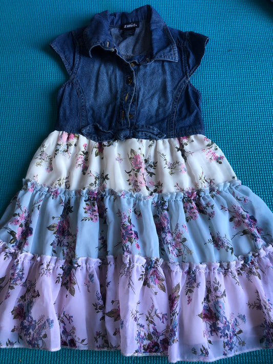 4T flowery dress with jean top