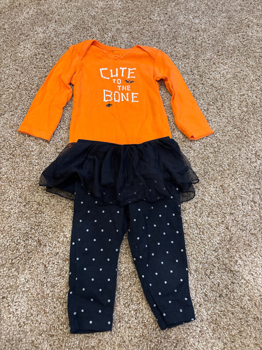 #47, girls 9mo, Carter’s orange and black Halloween shirt and pants