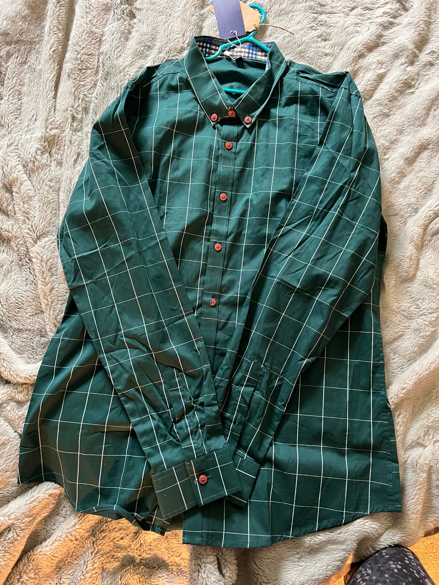 **REDUCED** NWT Aiyino Men's Green Plaid Longsleeve Collared Shirt Size M