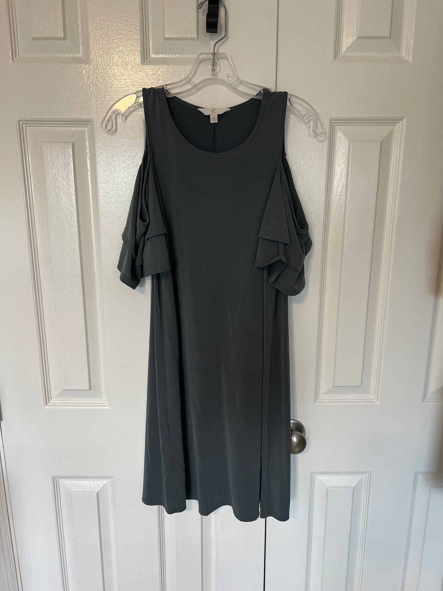 Boutique Women's Gray Open Shoulder Dress Size M