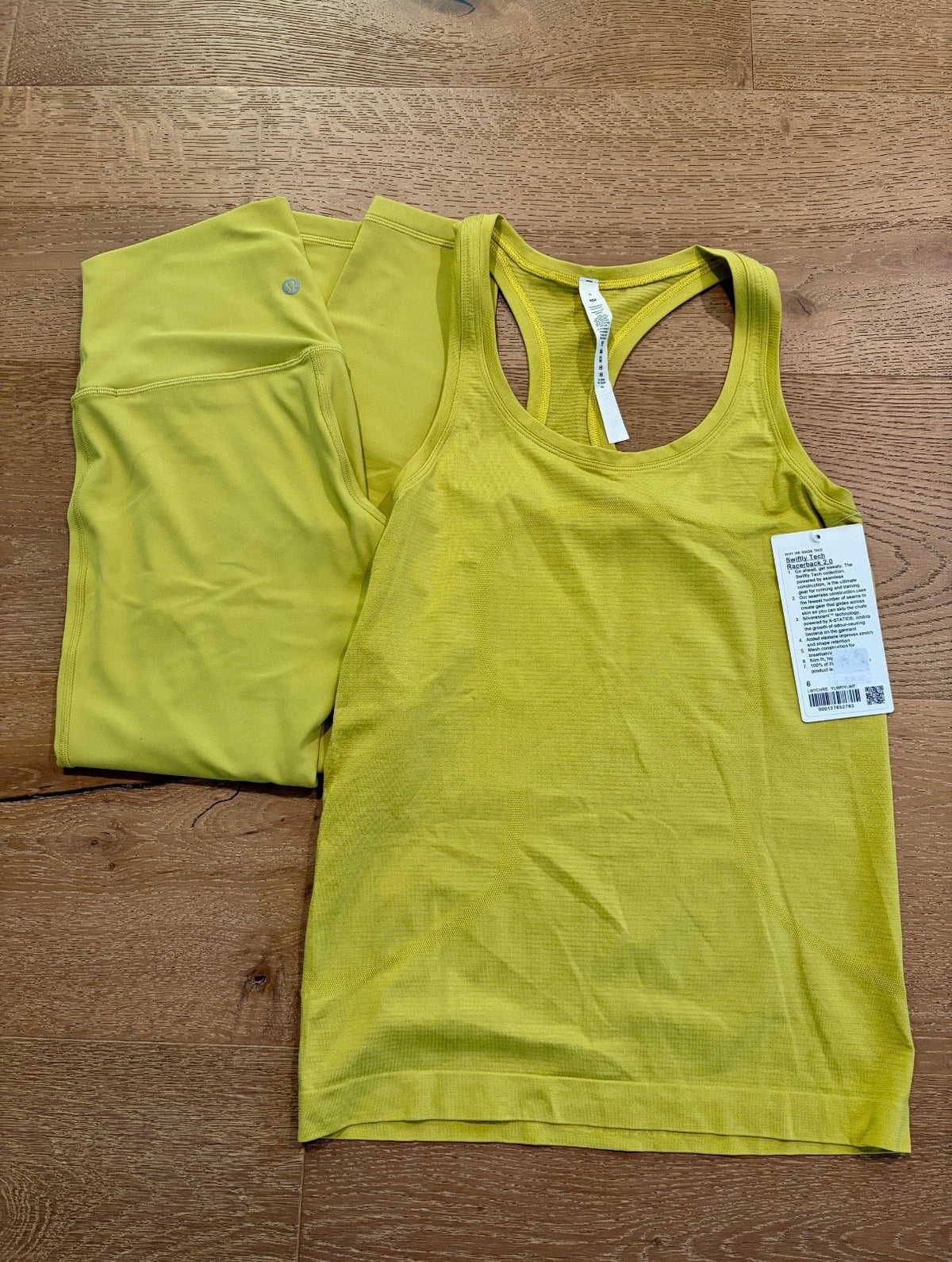 Seller #193 RARE NWOT and NWT Lululemon Women's Size 6 Yellow Pair Align 25" Leggings and Swiftly Tech Racerback 2.0 Tank (Retailed for $150 + Tax)