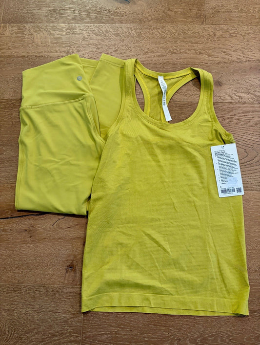 Seller #193 RARE NWOT and NWT Lululemon Women's Size 6 Yellow Pair Align 25" Leggings and Swiftly Tech Racerback 2.0 Tank (Retailed for $150 + Tax)