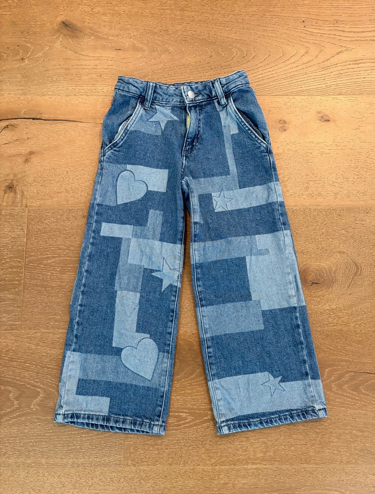 Seller #193 Epic Threads Girls Size 6/7 Hearts Stars Geometric Pattern Wide-Leg Jeans