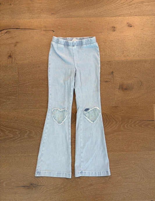 Seller #193 H&M Girls Size 6 Heart Knee-Patch Flare Bellbottoms