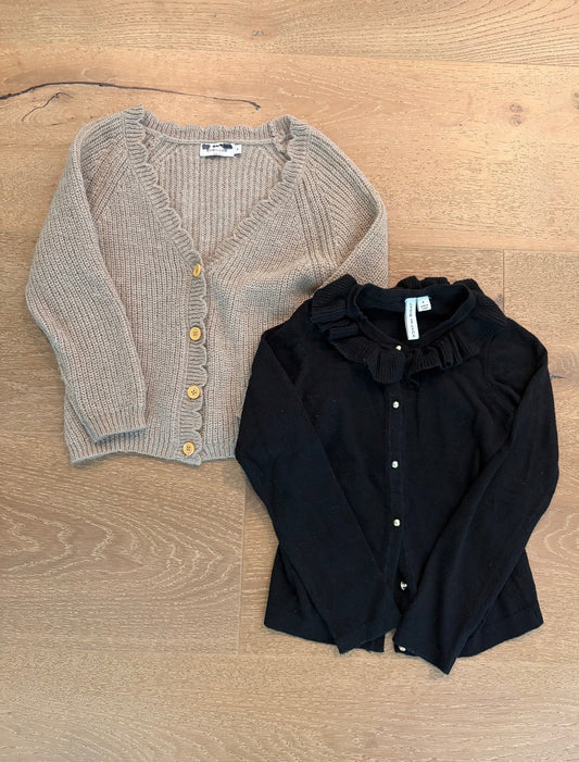 Seller #193 Girls Size 6 Cyrillus Paris and Janie and Jack Cardigan Bundle with Gold and Scallop/Ruffle Details (Retailed for Over $120!)