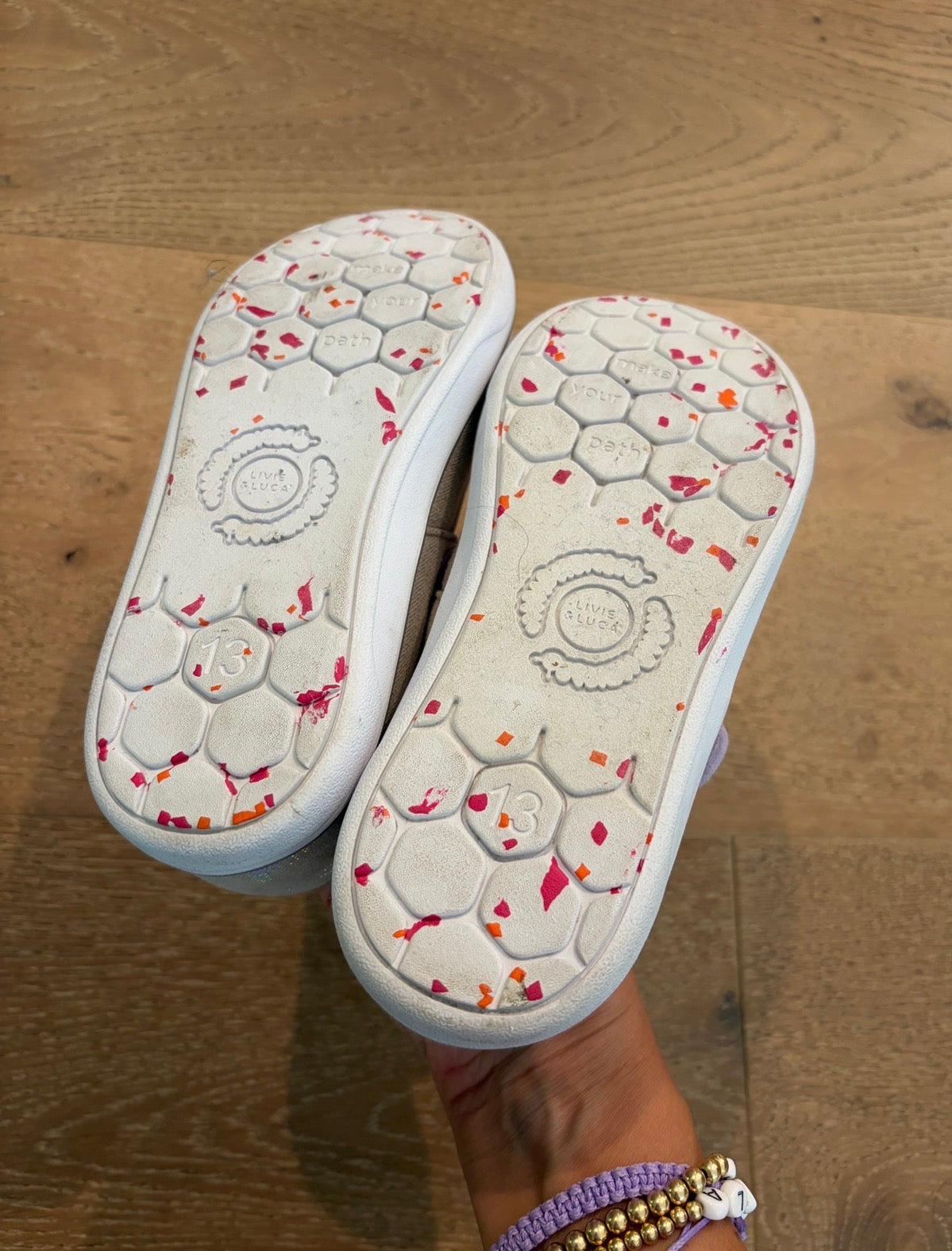 Seller #193 Girls Size 13 NEW Livie & Luca Gold and Unicorn Mary Jane Sneakers and EUC Tahari Gold and Rhinestone Ballet Flat Bundle