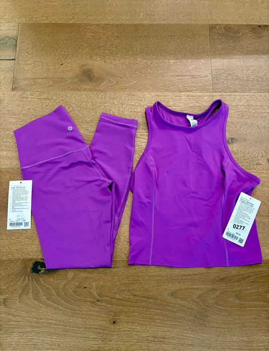 Seller #193 NWT Lululemon Women's Size 6 25" Moonlit Magenta Align Leggings and Size 8 (Fits like a 6) Nulux Racerback Cropped Run Tank