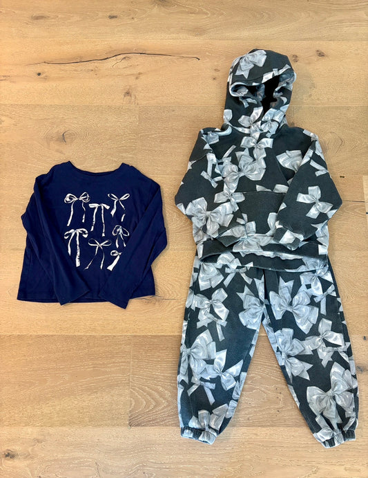 Seller #193 Gap Girls Size 6/7 Bow Hoodie, Sweatpants, and Long-Sleeved Shirt