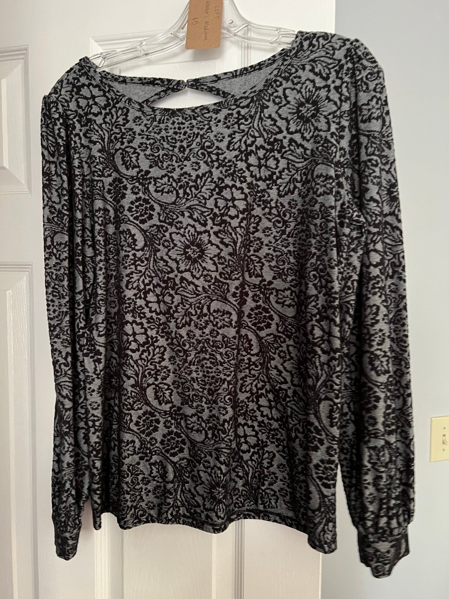 **REDUCED** LOFT Women's Black and Gray Blouse Size M