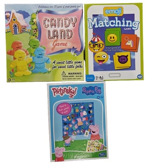 #7 Candy Land, Peppa Pig Pictureka, Emoji Matching game, bundle