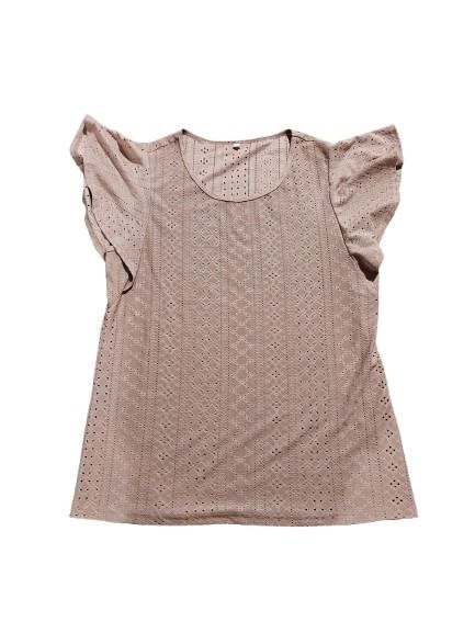 #7 Women's Large Mauve/Blush pink Eyelet Top
