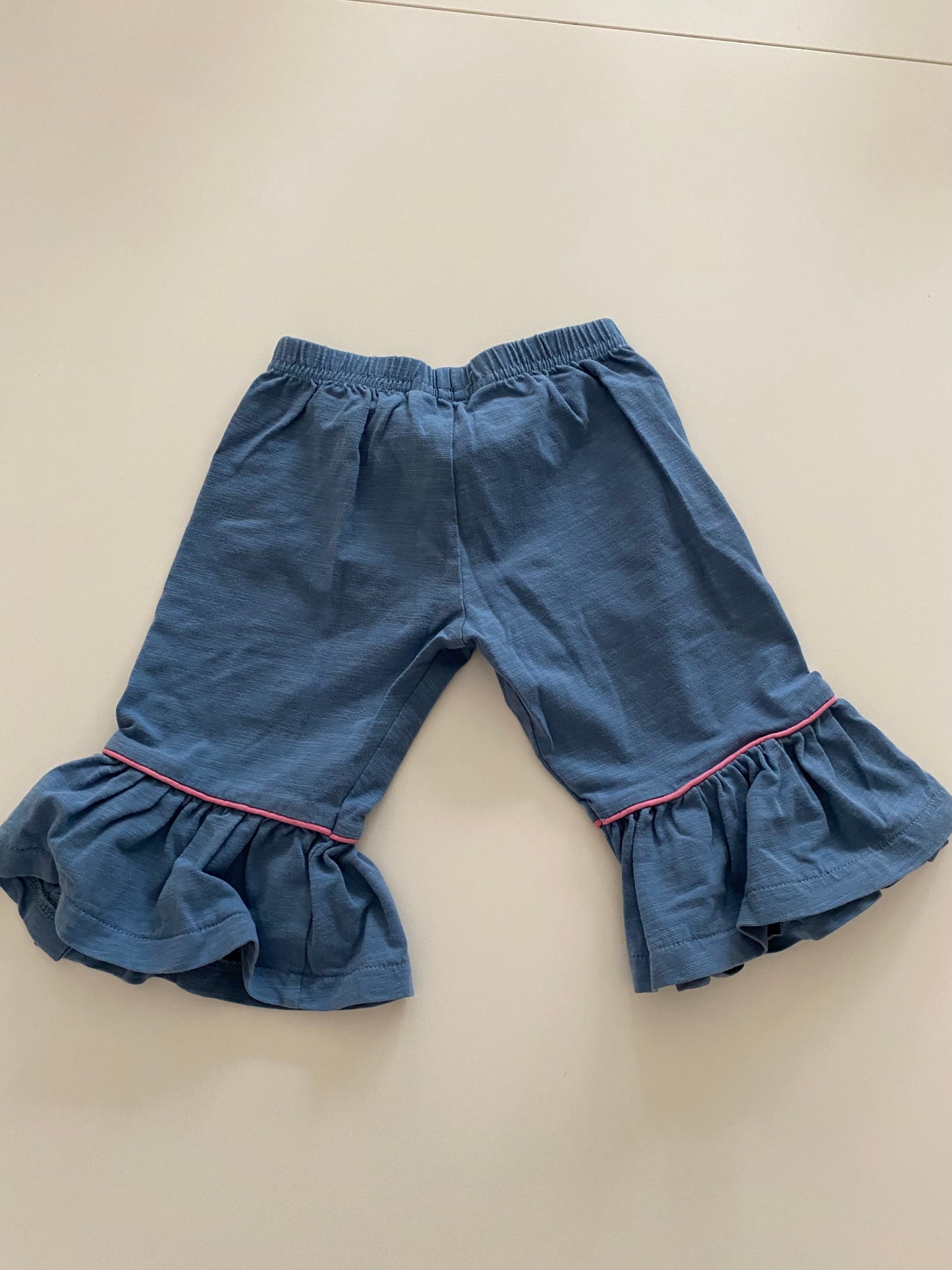 #117, Matilda Jane blue wide leg ruffle leggings Girls 6-12M