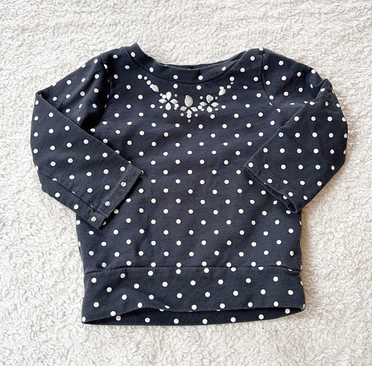 #58 Carters Girls 18 M Black &White Polkadot Sweater