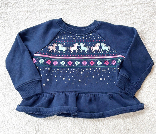 #58 Jumping Beans Girls 18 M Blue Unicorn Sweater