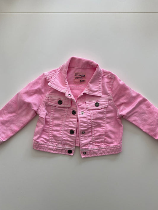 #84B- Genuine Kids by Oshkosh Pink Jean Jacket Girls Size 18M