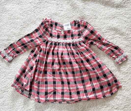 #58 Falls Creek Girls 18 M Plaid Pink Dress