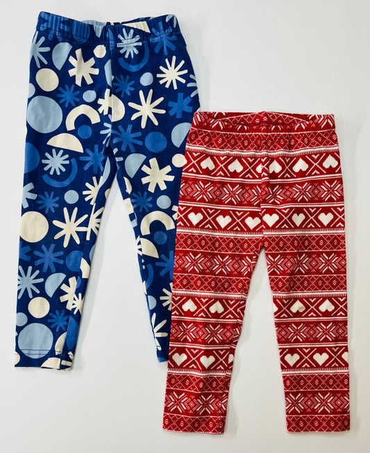 Girls 3T holiday print leggings bundle (2) GUC (see description)