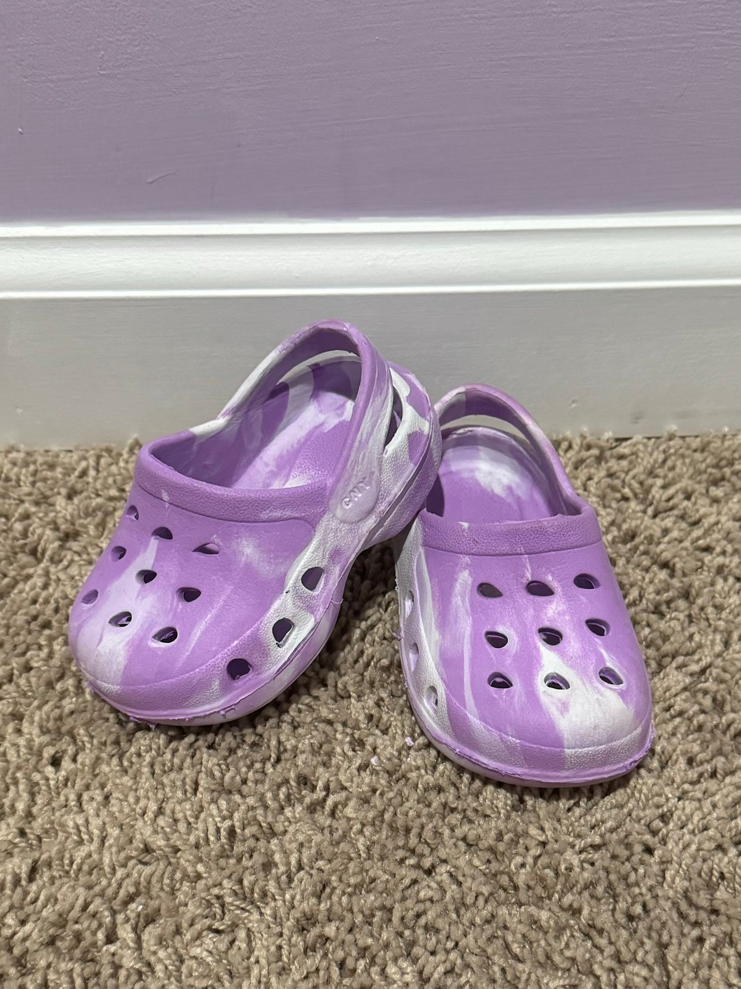 Toddler Size 3 Lavender/White Croc Dupes