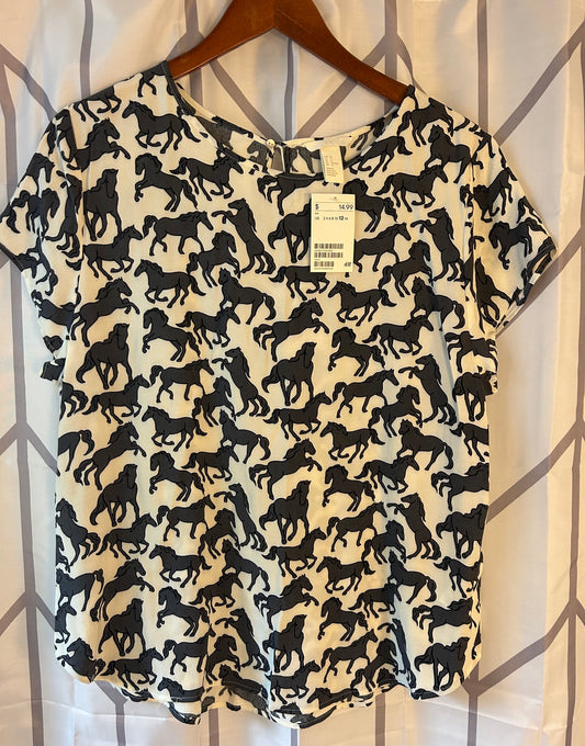 #18 NWT H&M horse print shirt women’s 12
