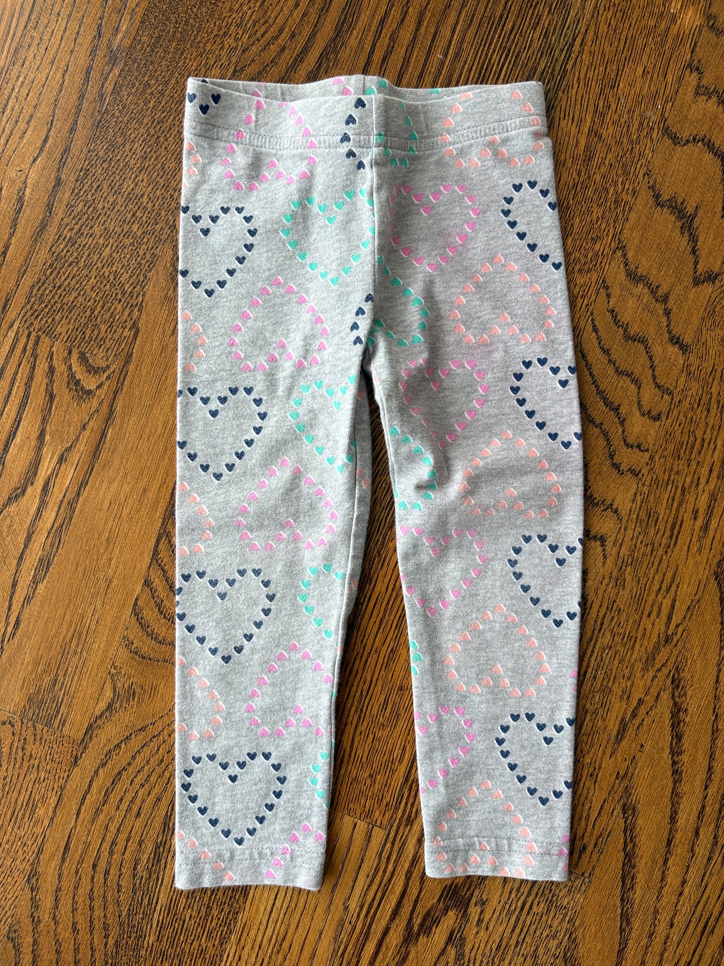 #33B • Girls • 2T • Pink/Heart Leggings x3