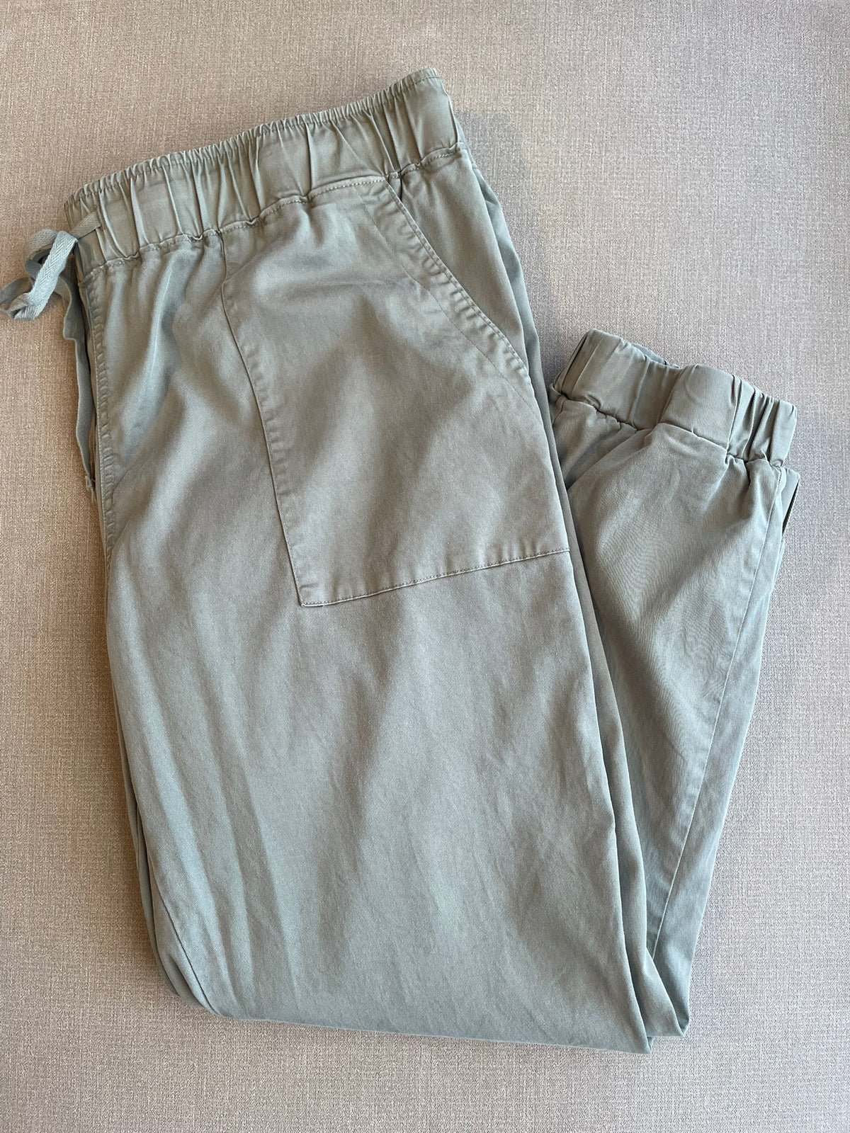 Seller #12 | Buffalo David Bitton | Light Sage Green Jogger Pants with Elastic Waist and Tie | VGUC | Size XL