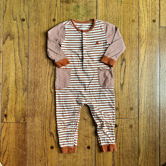 #113	GUC Boys Gap Brown Striped Romper, size 18-24 months