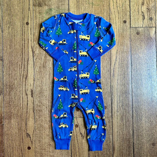 #113	VGUC Boys Hanna Andersson Christmas Crew Blue Sleeper, size 2T