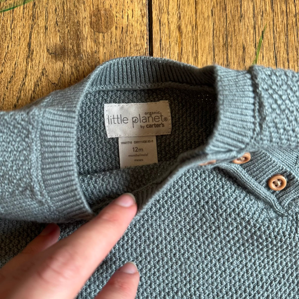#113	NWT Boys Little Planet Blue Knitted Sweater Outfit with Pants, size 12 months