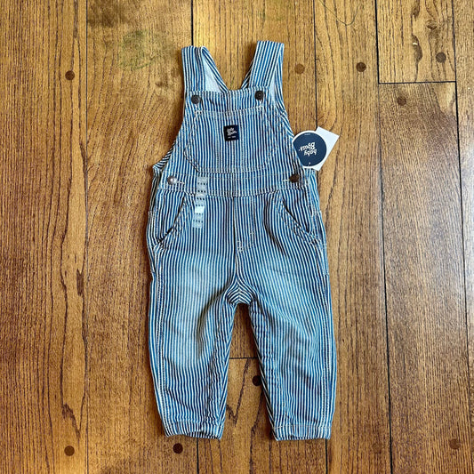 #113	NWT Boys Osh Kosh Baby Striped Pant Overalls, size 12 months