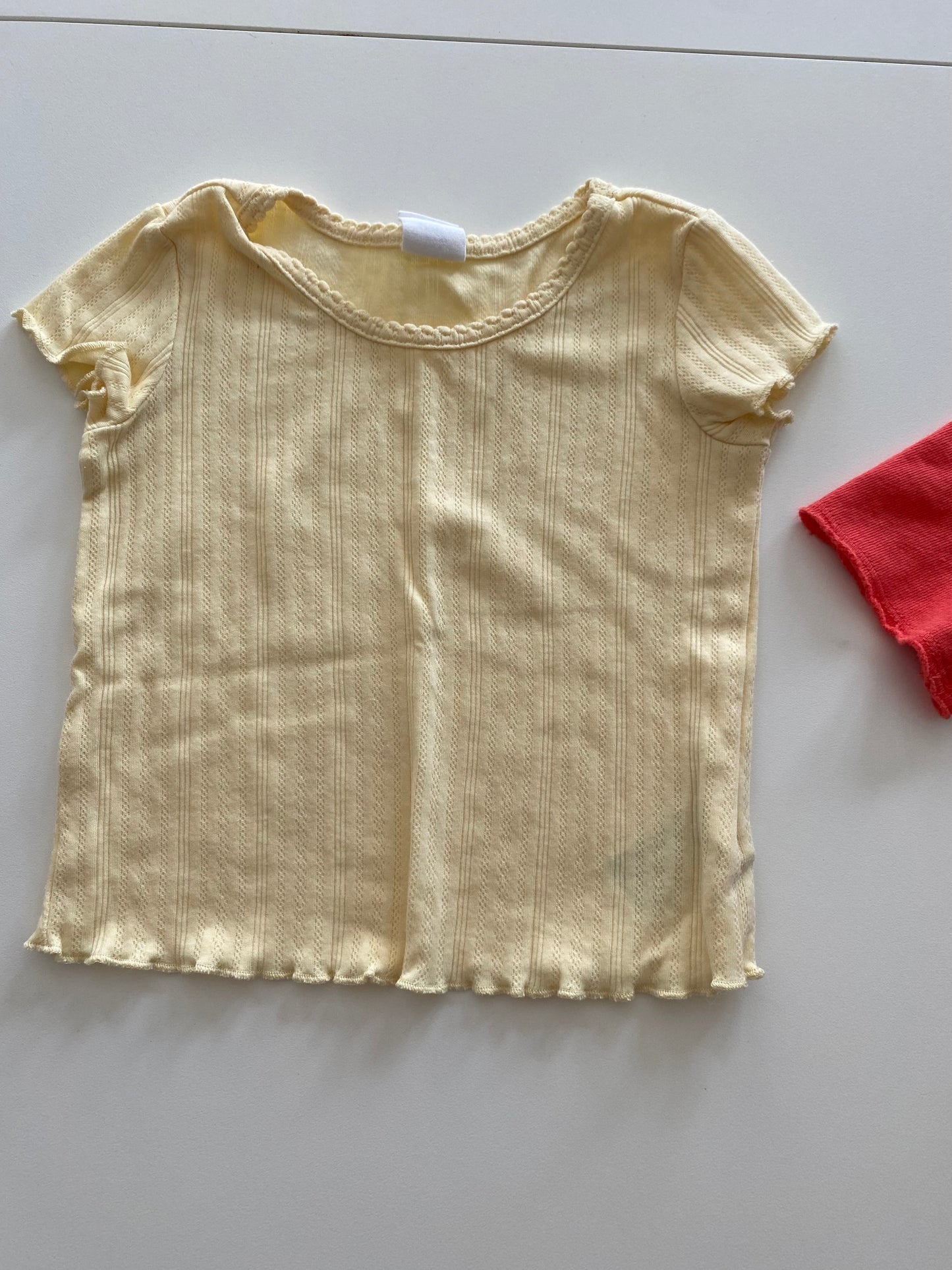 Splendid Coral/Red crop top girls 2T and Gap yellow pointelle t-shirt girls 18-24M