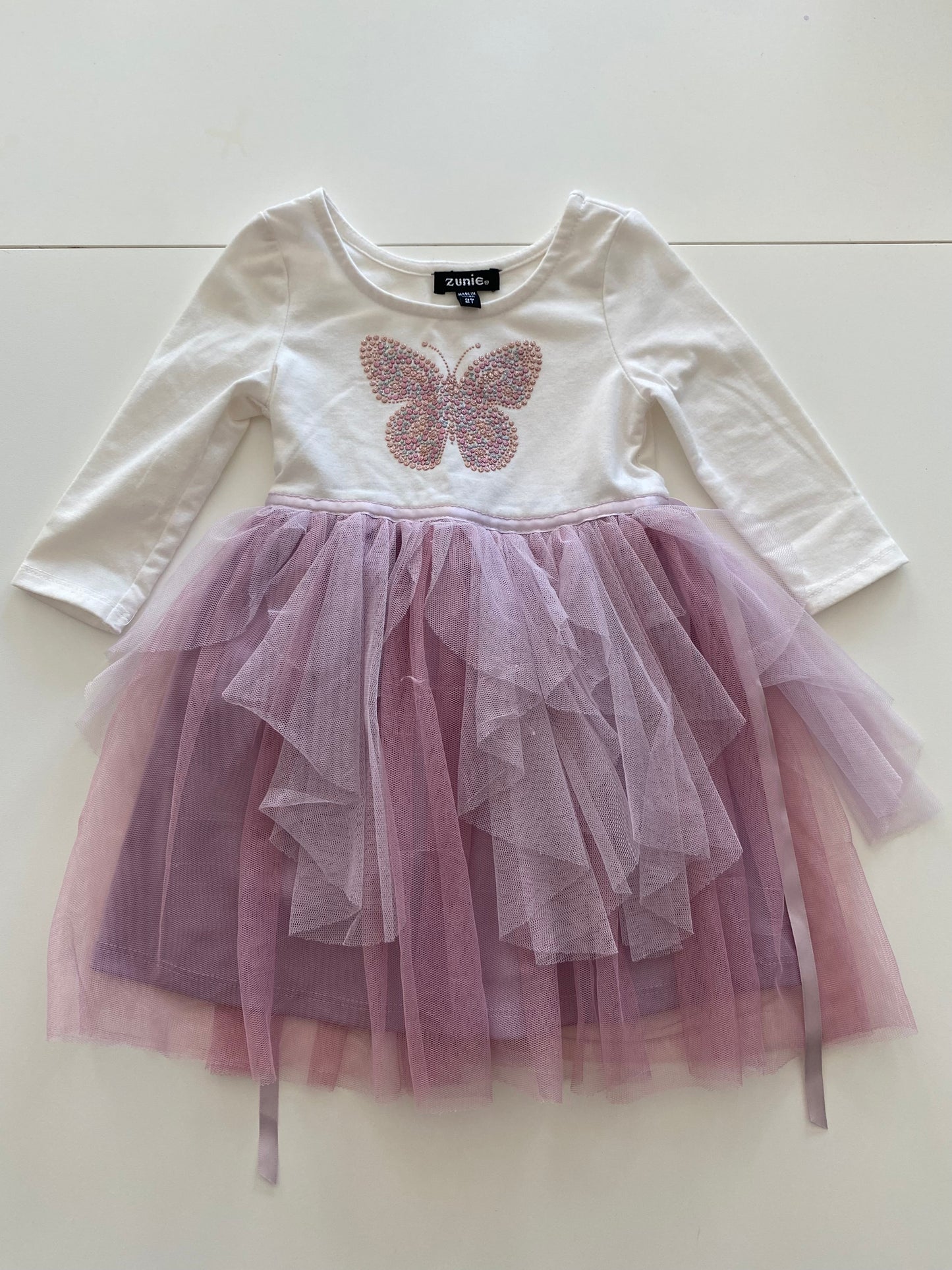 Zunie Butterfly Dress with purple tulle girls 2T