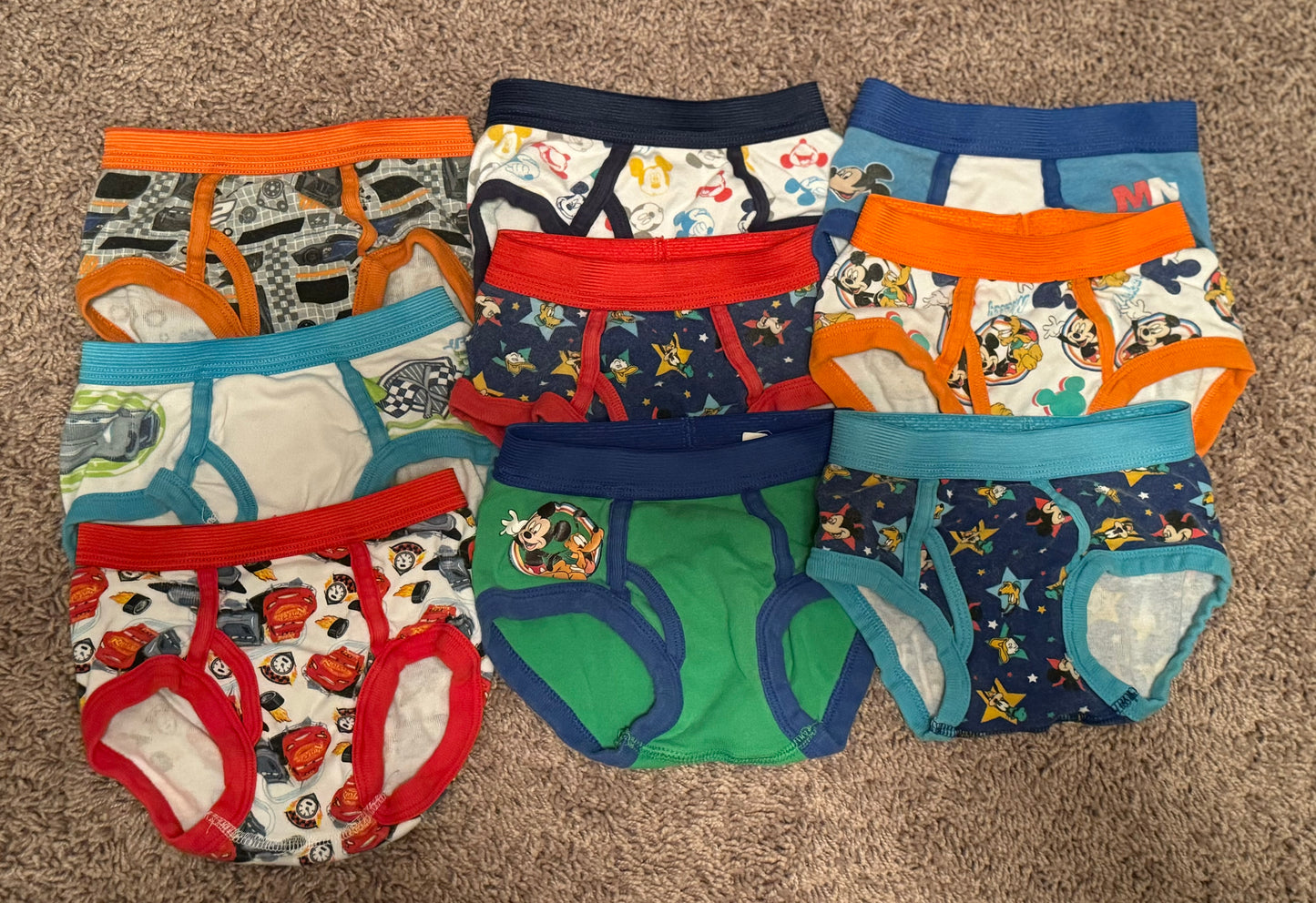 Boys 4T (fits like 3T) Cars and Mickey and Friends Underwear