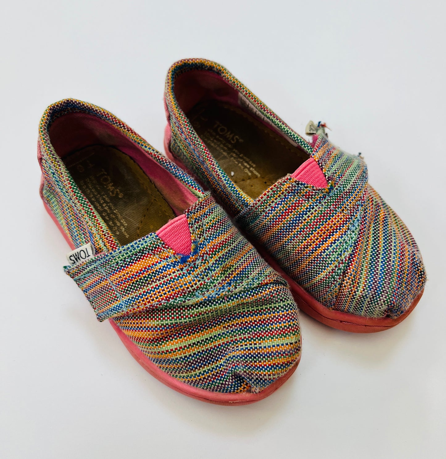 Toddler Girls size 6 colorful knit TOMS EUC