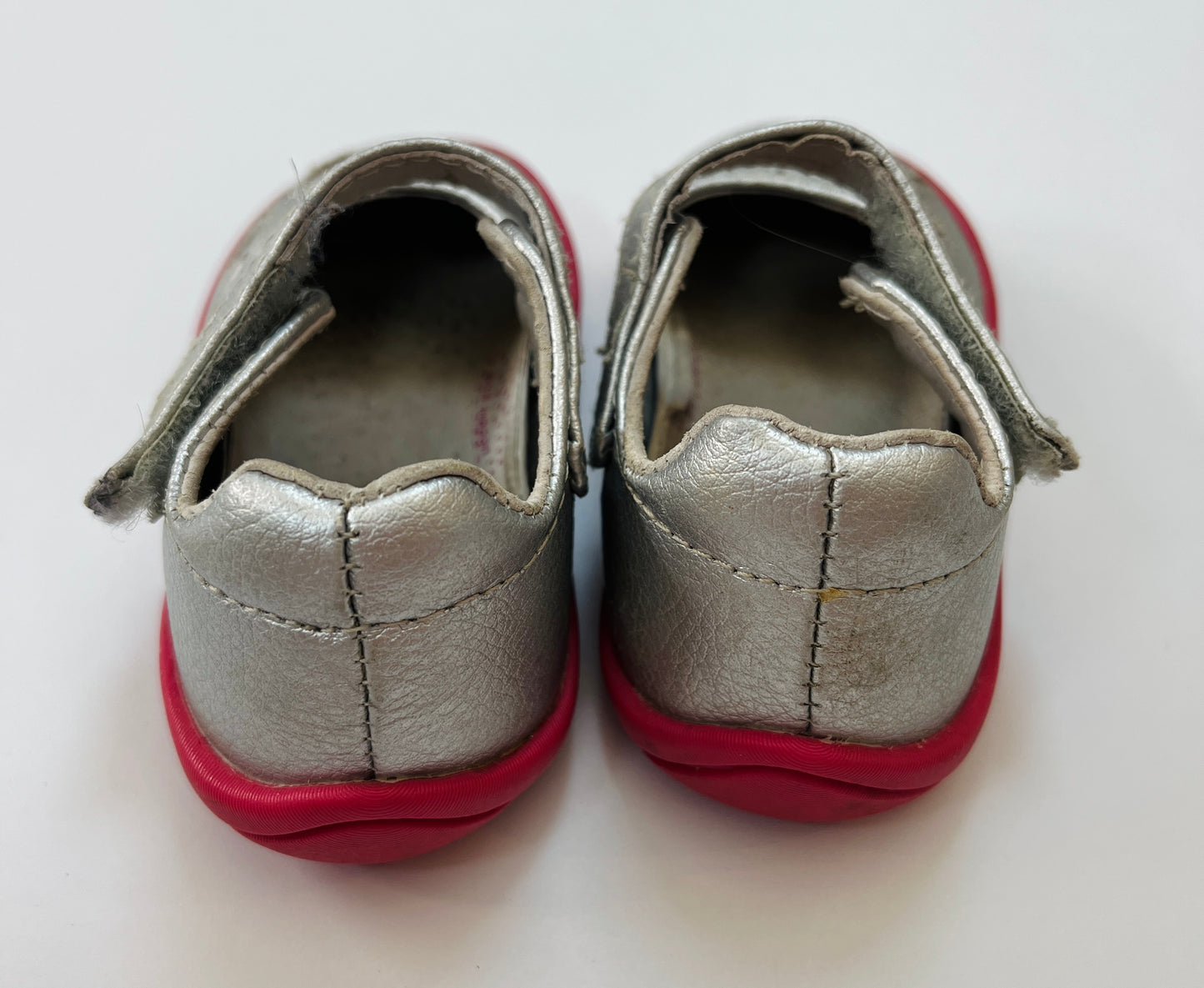 Baby Girls Size 4 pediped silver mary janes EUC