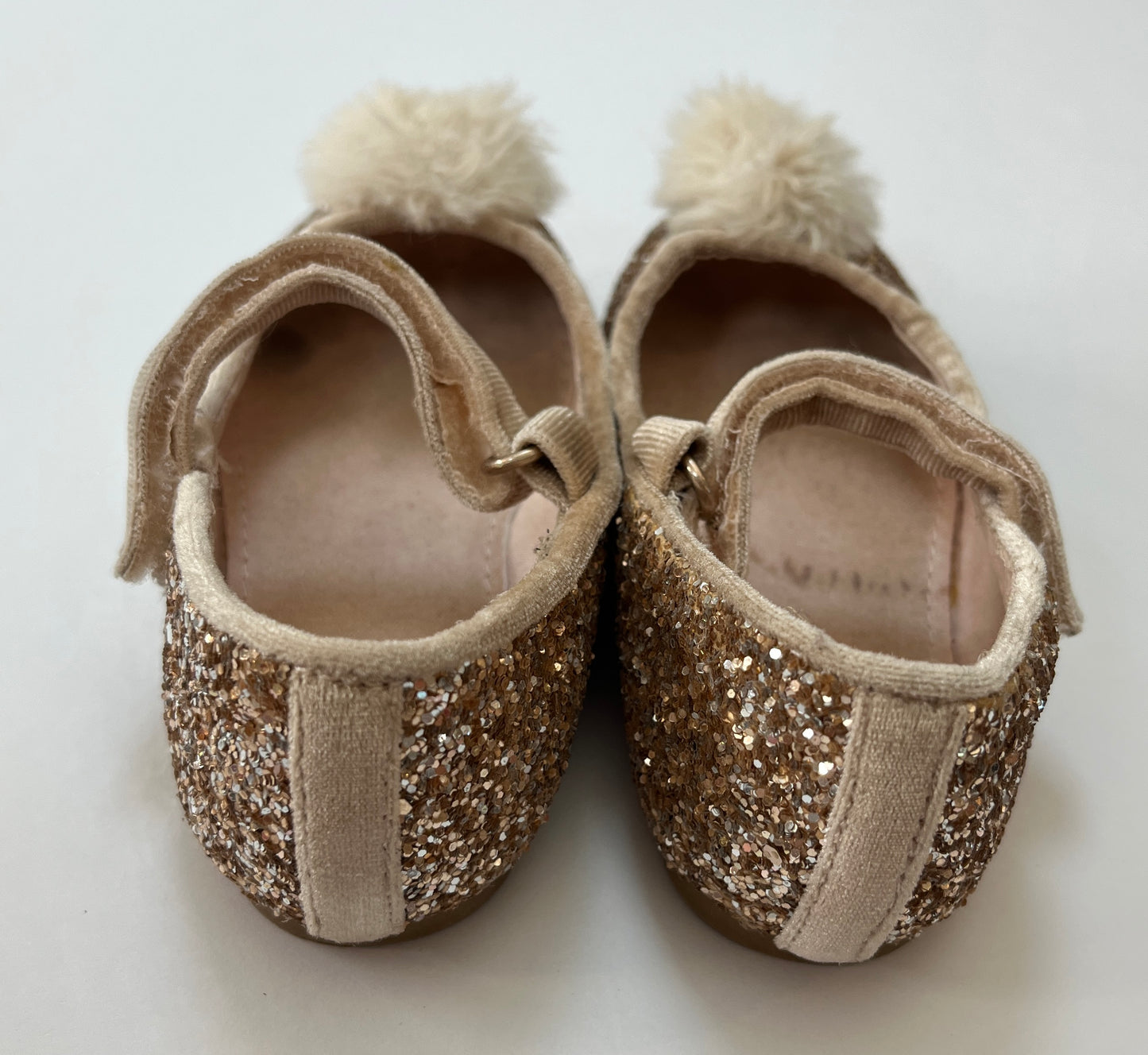 Toddler Girls Size 6 Harper Canyon glitter pom pom mary janes GUC