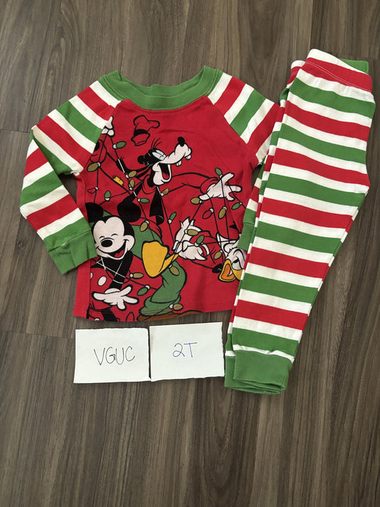 #138 - 2T Mickey and Friends Christmas PJs - VGUC