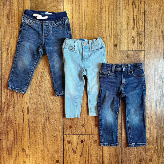 #113	GUC Boys Old Navy Jean Bundle, Skinny / Jeggings / Relaxed Slim Fleece-lined, size 18-24 months