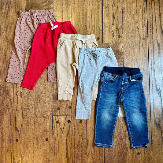 #113	GUC Boys Pants Bundle, set of 5, size 18-24 mo and 2T