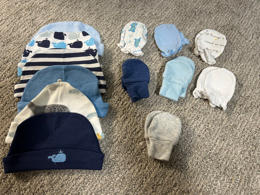 #27 Newborn boys hats and mittens
