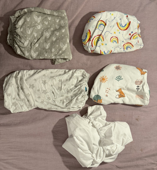 #211 REDUCED Rectangle Bassinet Sheets Set of 4