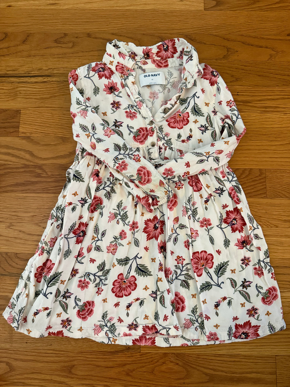 Seller #152 - Old Navy girls size 4 floral button front long sleeve dress