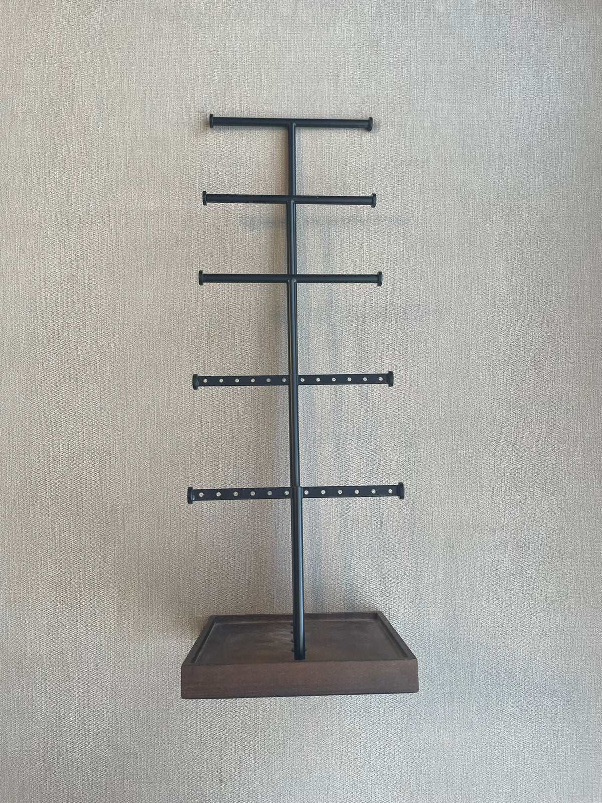 Seller #12 | Dark Wood Base and Metal Jewelry Holder | EUC