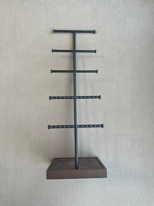 Seller #12 | Dark Wood Base and Metal Jewelry Holder | EUC