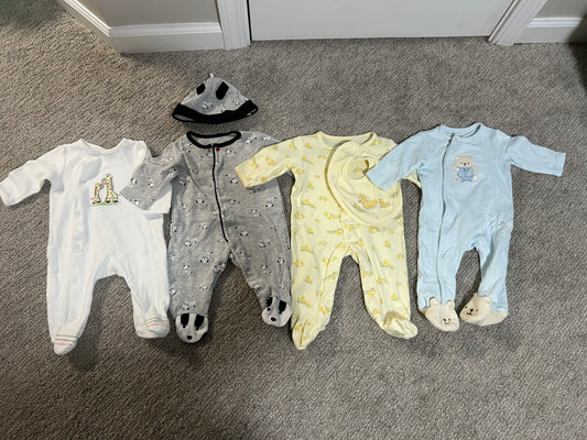 #27 Boys 0-3 months Little Me footed sleepers