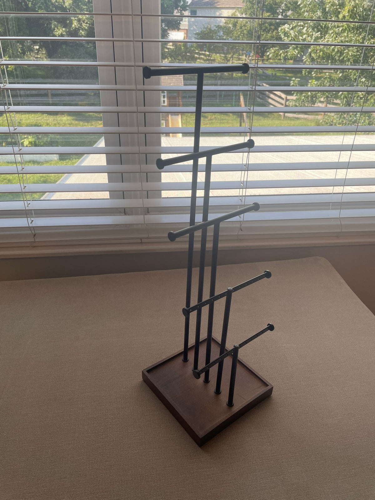 Seller #12 | Dark Wood Base and Metal Jewelry Holder | EUC