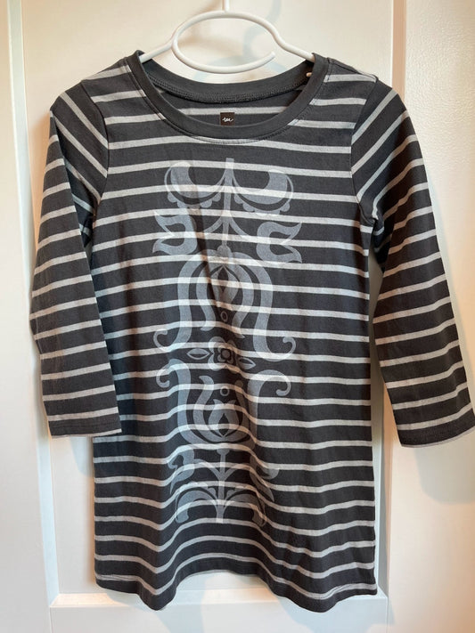 Seller 60 Tea Collection charcoal grey stripe Dress Girls 3T