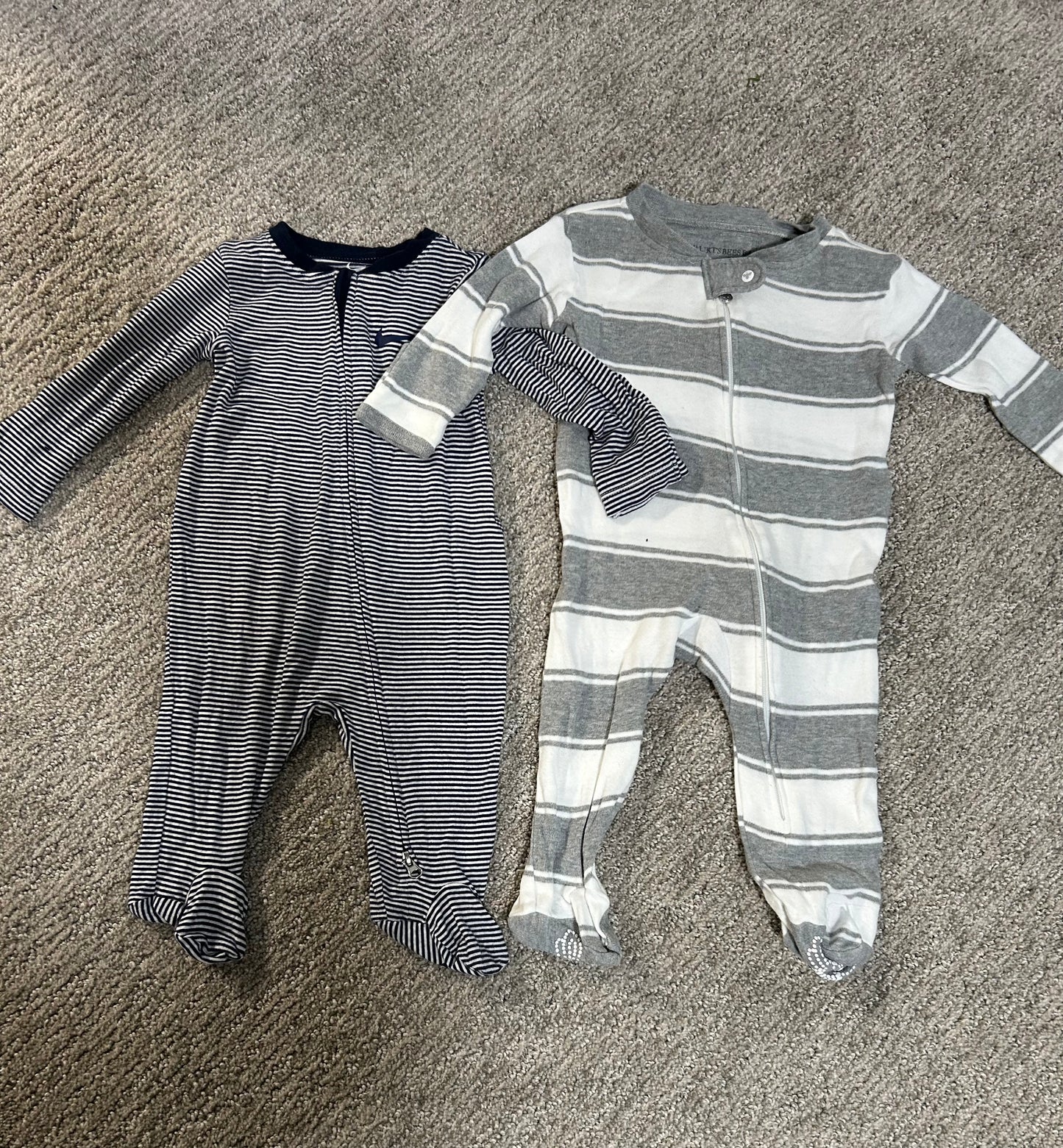 #27 Boys 0-3 month footed sleepers (Nike and Burt's Bees)