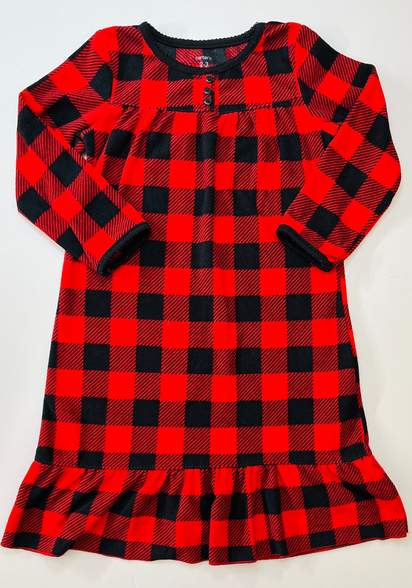 Girls 3T Carter’s buffalo plaid fleece nightgown EUC